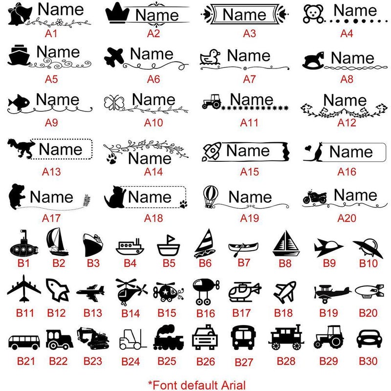 Custom Name Stamp with Icon for Clothing Kids, Waterproof Ink Personalized Custom Stamp, Daycare Camp School Labels, Includes Text & Icon Customization for Clothing, Books, Socks (blue) - Image 5